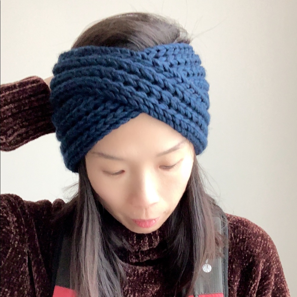 Chunky Winter Knit Headband- MIDNIGHT BLUE - Picture 3 of 11